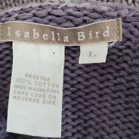 Isabella Bird Knit Purple Lavender Cable Knit Cardigan 100% Cotton Wooden Button - Picture 5 of 5